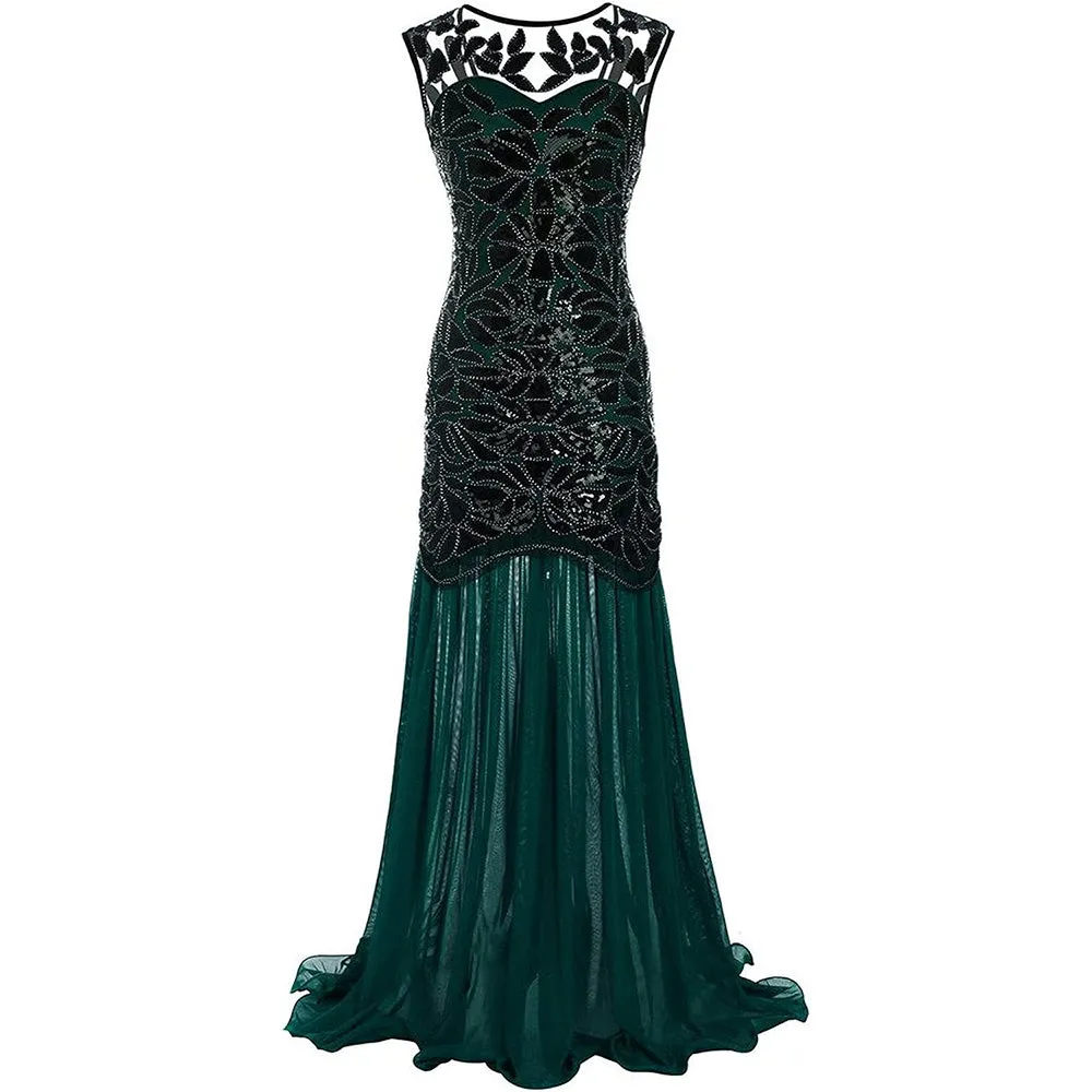 Women's 1920s Flapper Dress Vintage Gatsby Party Sequin Maxi Cocktail Dresses