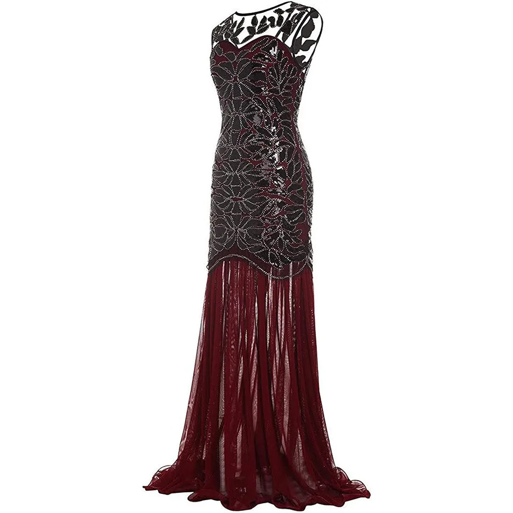 Women's 1920s Flapper Dress Vintage Gatsby Party Sequin Maxi Cocktail Dresses