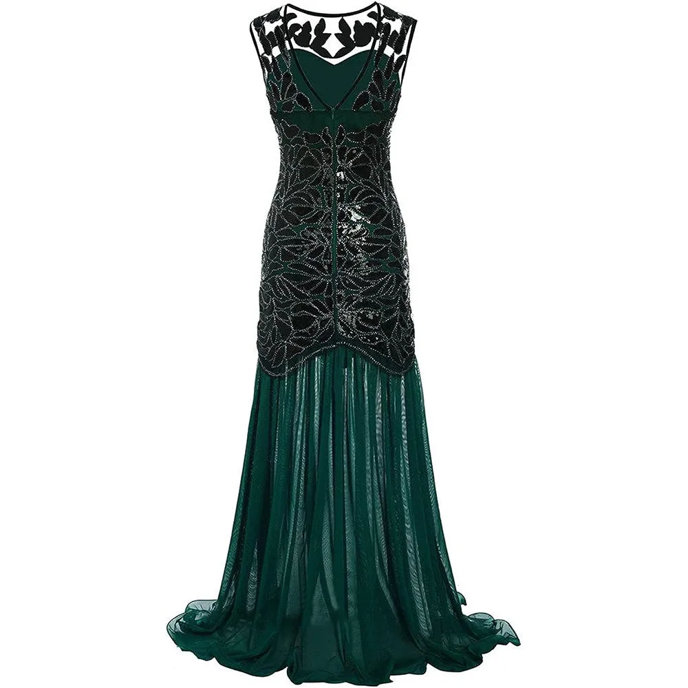 Women's 1920s Flapper Dress Vintage Gatsby Party Sequin Maxi Cocktail Dresses