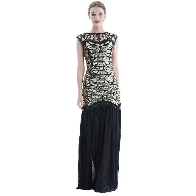 Women's 1920s Flapper Dress Vintage Gatsby Party Sequin Maxi Cocktail Dresses