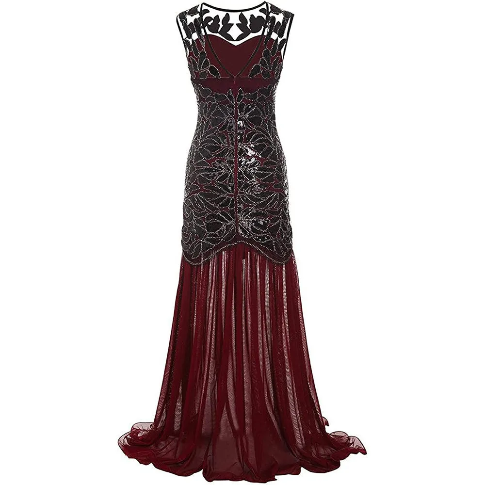 Women's 1920s Flapper Dress Vintage Gatsby Party Sequin Maxi Cocktail Dresses