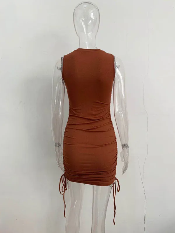 Women's Ruched Bodycon Tank Dress for Summer