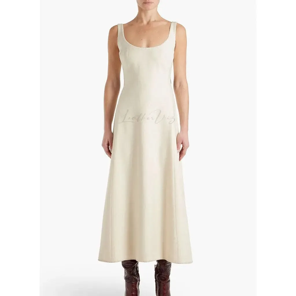 Women's Wedding Day Leather-Paneled Midi Dress