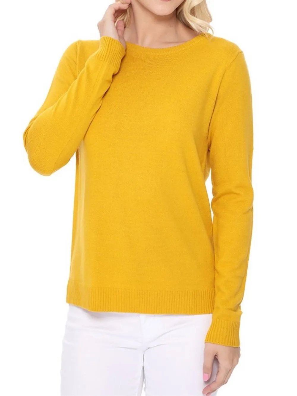 YEMAK Women's Casual Long Sleeve Crewneck Pullover Sweater MK3399 (S-L)