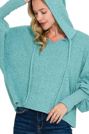 Zenana Norway Dark Teal Brushed Hacci Hoodie