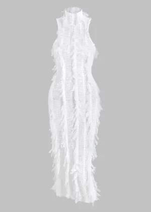 Zita Fringe Mesh Midi Dress